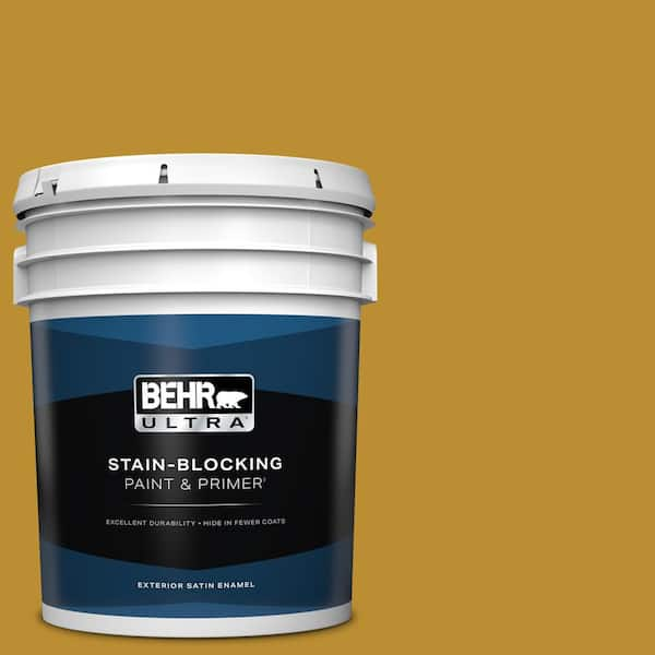 BEHR ULTRA 5 gal. #360D-7 Brown Mustard Satin Enamel Exterior Paint & Primer