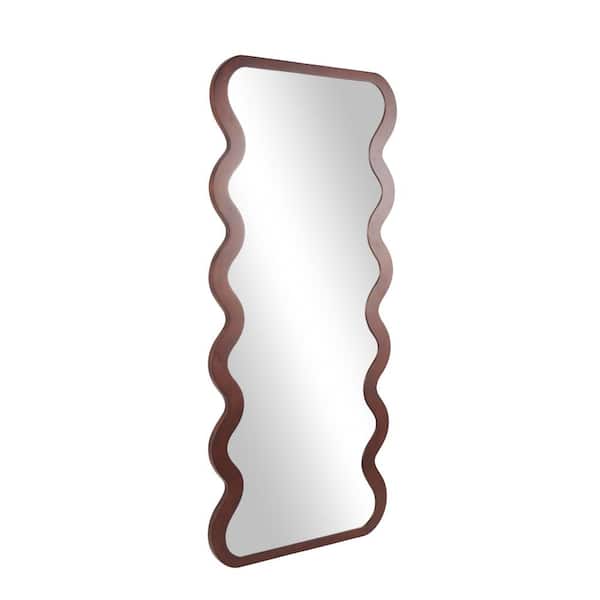 Litton Lane 71 in. x 31 in. Wavy Rectangle Framed Dark Brown Wall Mirror
