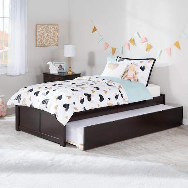 Concord Twin Extra Long Bed with Footboard and Twin Extra Long Trundle in Espresso
