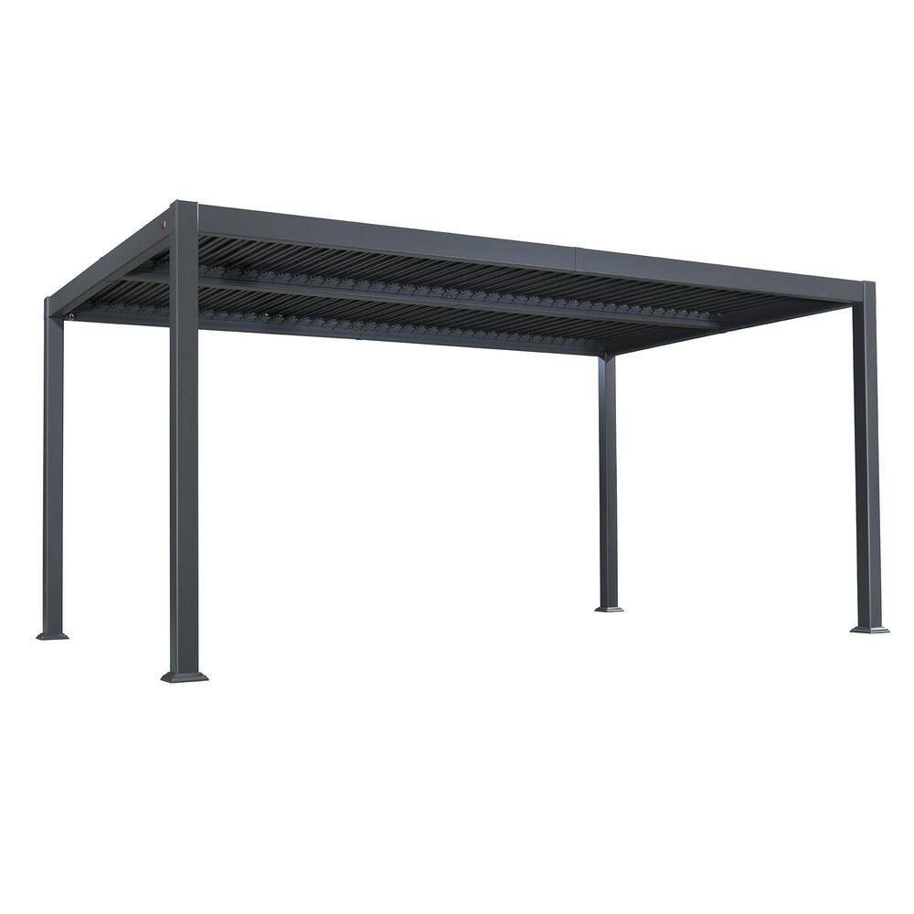 11.7 ft. x 21.2 ft. Gray Aluminum Outdoor Louvered Pergola with 3 Individual Adjustable Roofs and In-Built Gutter System price history on PriceWatchPro