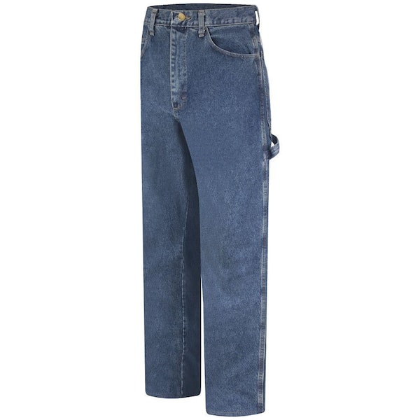 Bulwark Men's 42 in. x 30 in. Blue Stone Pre-Washed Denim Dungaree