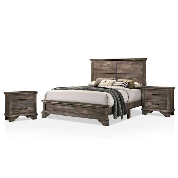 Gray King Bedroom Set Idf 7186ek 2ns, Gray Wood Furniture Set
