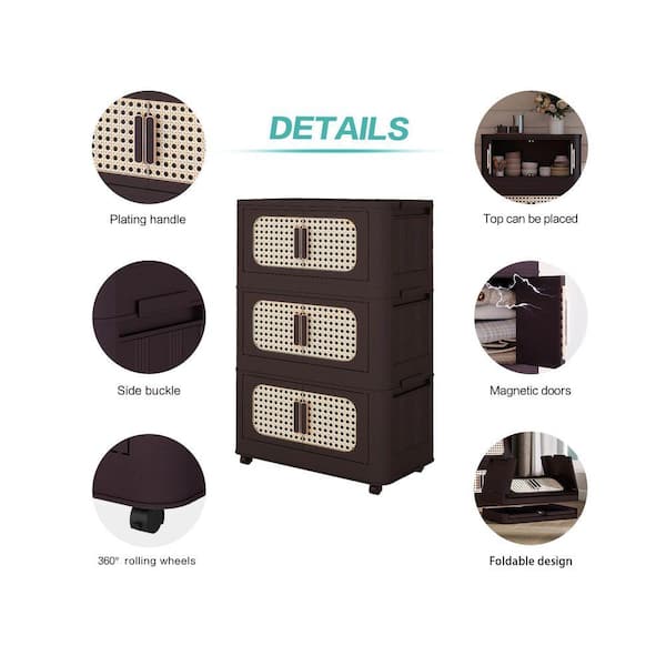 50 in. H x 20 in. W Brown Plastic Folding Storage Cabinet with