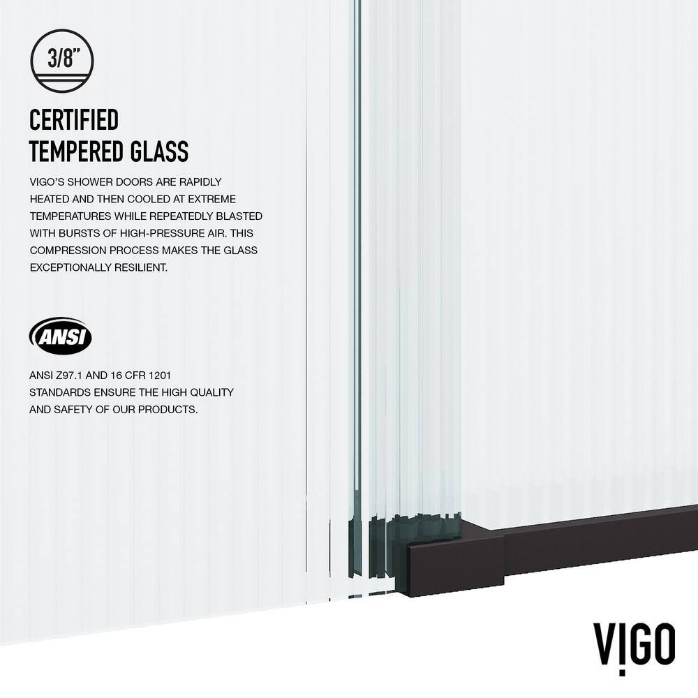 Elan 60" Matte Black Frameless Sliding Tub Door with Fluted Glass