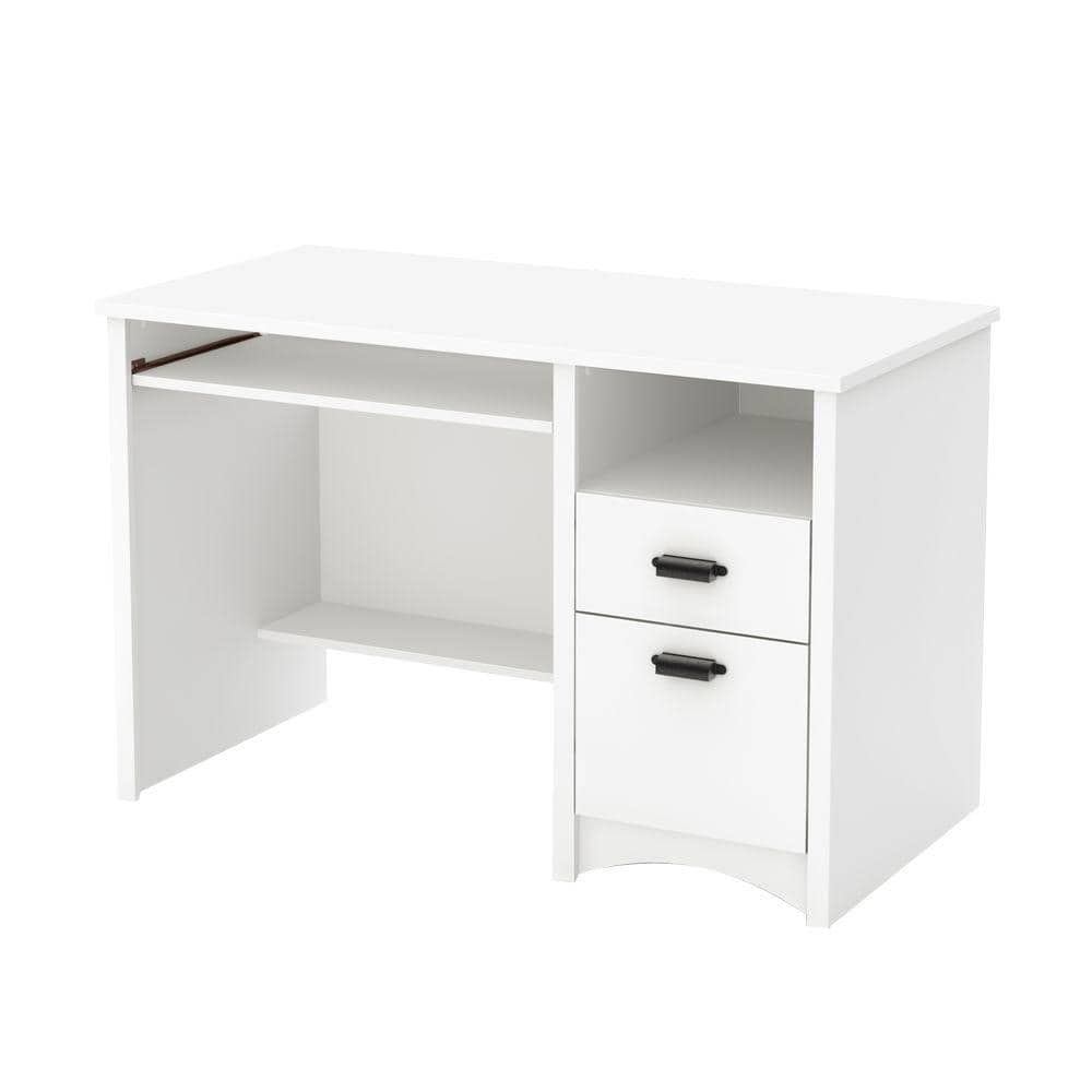 South Shore 47.5 in. Pure White Rectangular 2 -Drawer Computer Desk ...