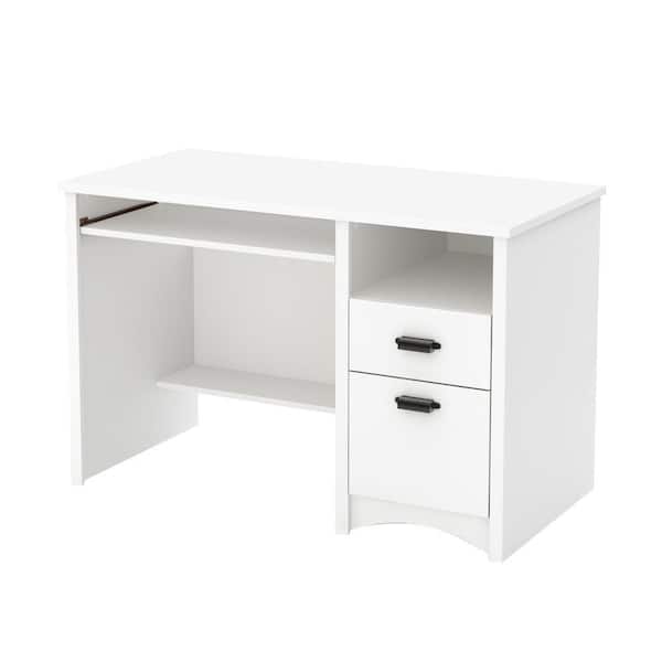 South Shore 47.5 in. Pure White Rectangular 2 -Drawer Computer Desk with File Storage