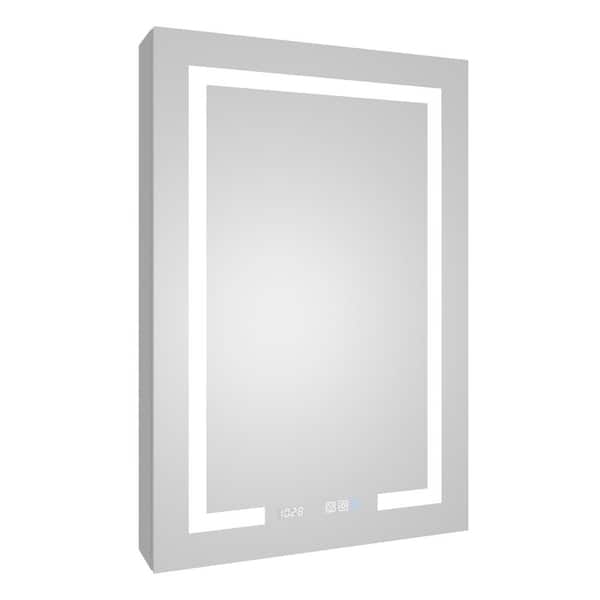 24 in. W x 36 in. H Rectangular Silver Aluminum Recessed/Surface Mount Right Dimmable Medicine Cabinet with Mirror
