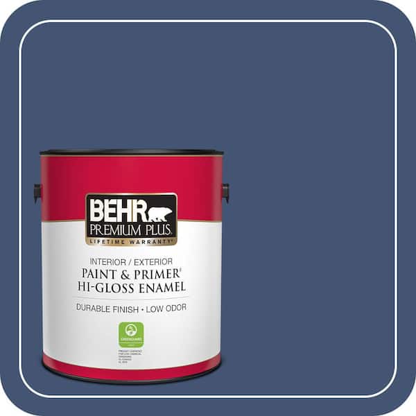 BEHR PREMIUM PLUS 1 gal. Home Decorators Collection #HDC-CL-26 Champlain Blue Hi-Gloss Enamel Interior/Exterior Paint & Primer
