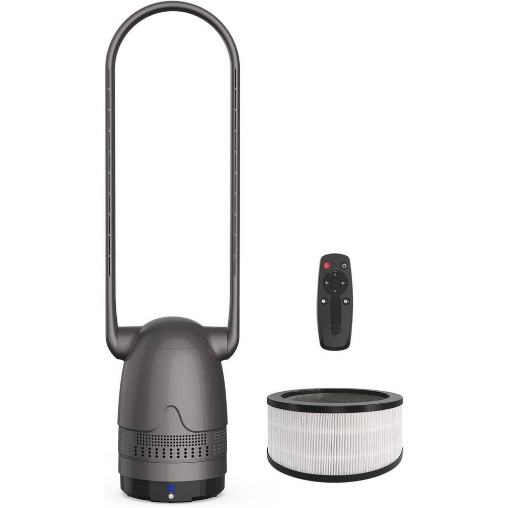 Amucolo 41 in. Bladeless Tower Fan, Air Purifier Fan in Gray with H12