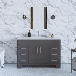 Branine 48 in. W x 19 in. D x 33 in. H Single Sink Freestanding Bath Vanity in Cement with White Cultured Marble Top