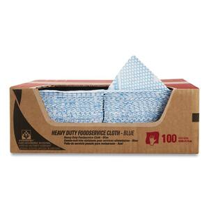 12.5 in. x 23.5 in., Blue Heavy-Duty Foodservice Microfiber Cloth 100/Count