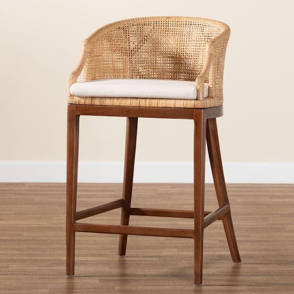 bali pari Lumajang 28 Light Honey Rattan and Wood Bar Stool