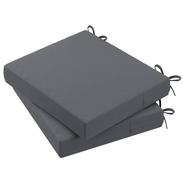Unbranded 20 in. x 20 in. x 3 in. Outdoor Square Dining Chair Seat Cushion for Patio Furniture, Dark Gray (2-Pack)