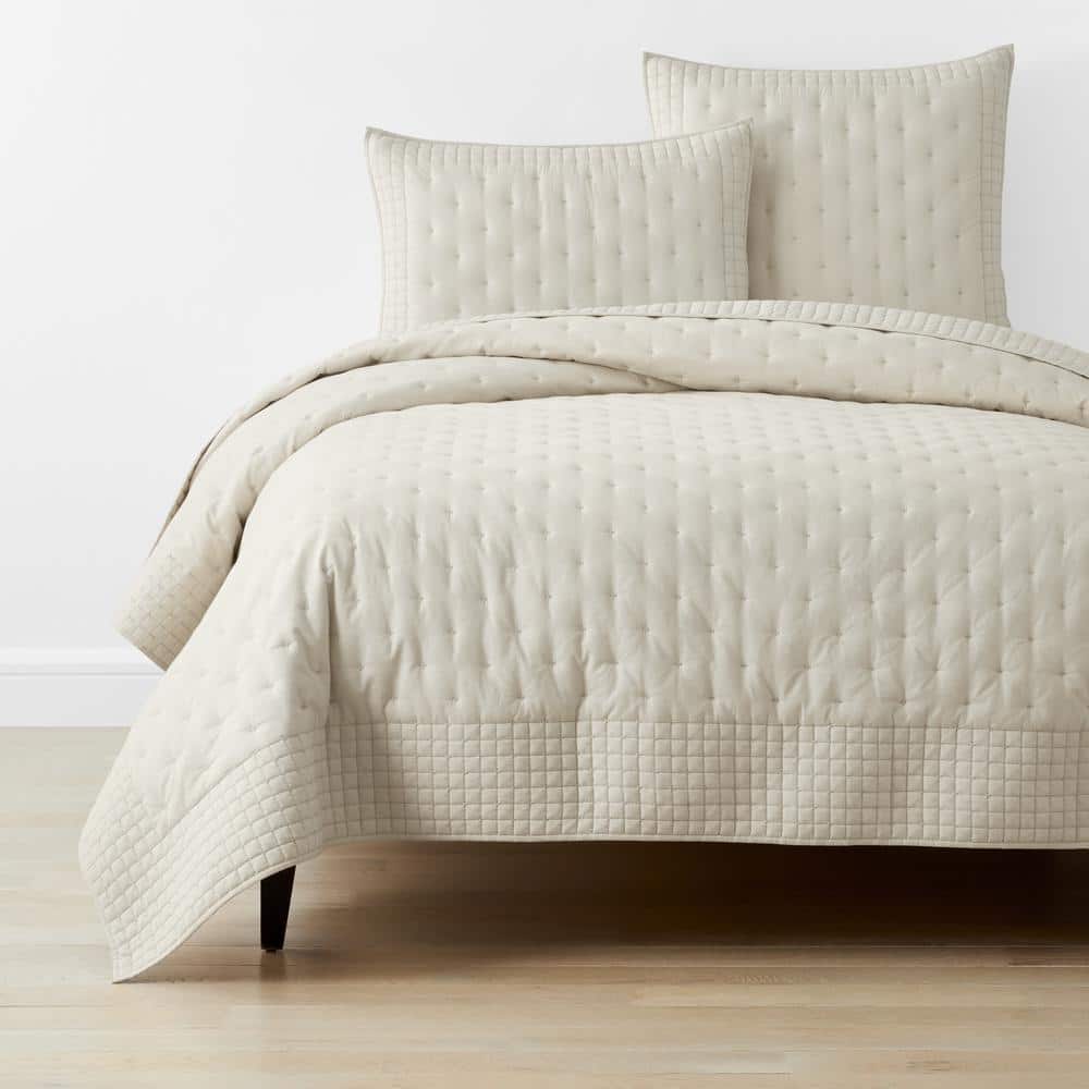 美品 POST O'ALLS  CRUZ3 Cotton Quilt The Company Store Pintuck Oatmeal Full/Queen Cotton Quilt 51452Q