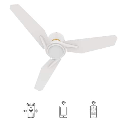 Tilbury 48 in. Integrated LED Indoor/Outdoor White Smart Ceiling Fan with Light and Remote, Works with Alexa/Google Home Ceiling Fans