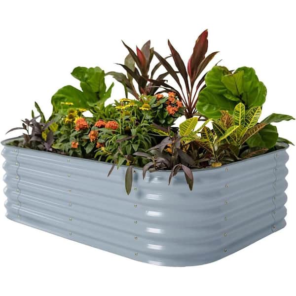 vego garden 17 in. Tall 6-In-1 Raised Gardening Bed Metal Outdoor Planter for Vegetables Galvanized Flowers Box, Sky Blue