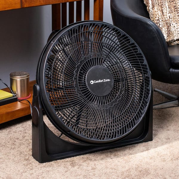 Comfort Zone 20 3-Speed High Velocity Fan with Adjustable Tilt and Sturdy  Base, Black