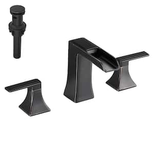 8 in. Widespread Double Handle Bathroom Faucet with Drain Kit Included in Oil Rubbed Bronze