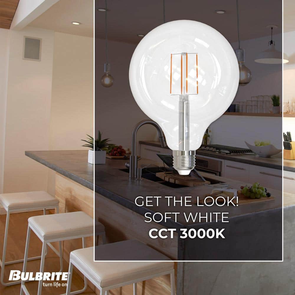 8.5W Clear Dimmable G40 LED Filament Bulbs, Pack of 2