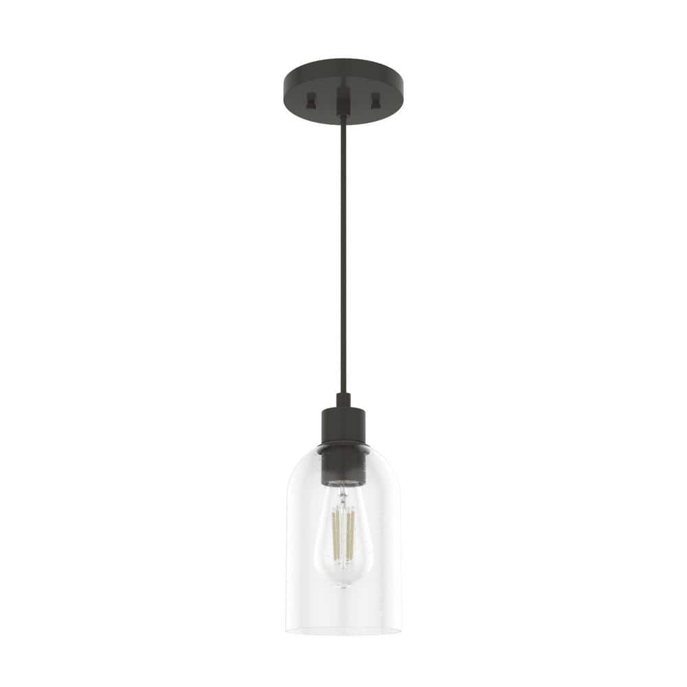 Noble Bronze Mini LED Pendant with Seeded Glass Shade