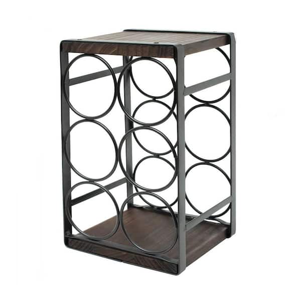 Rustic Series 6-Bottle Brown 7.5 in. W Metal, Wood Countertop Wine Rack