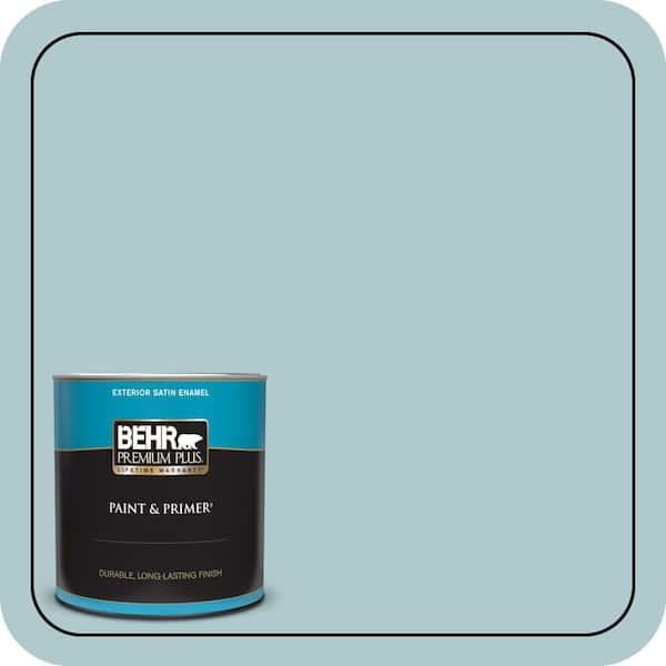 BEHR PREMIUM PLUS 1 qt. Home Decorators Collection #HDC-SM14-8 Floating Blue Satin Enamel Exterior Paint & Primer