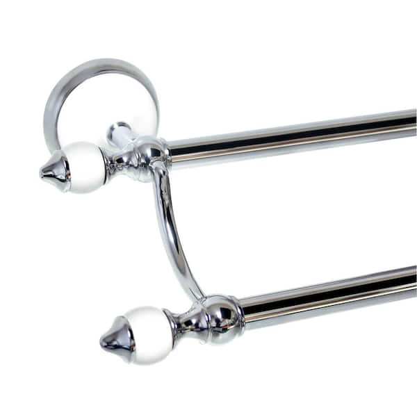 MODONA ARORA 24 in. Double Towel Bar in White Porcelain and Polished Chrome