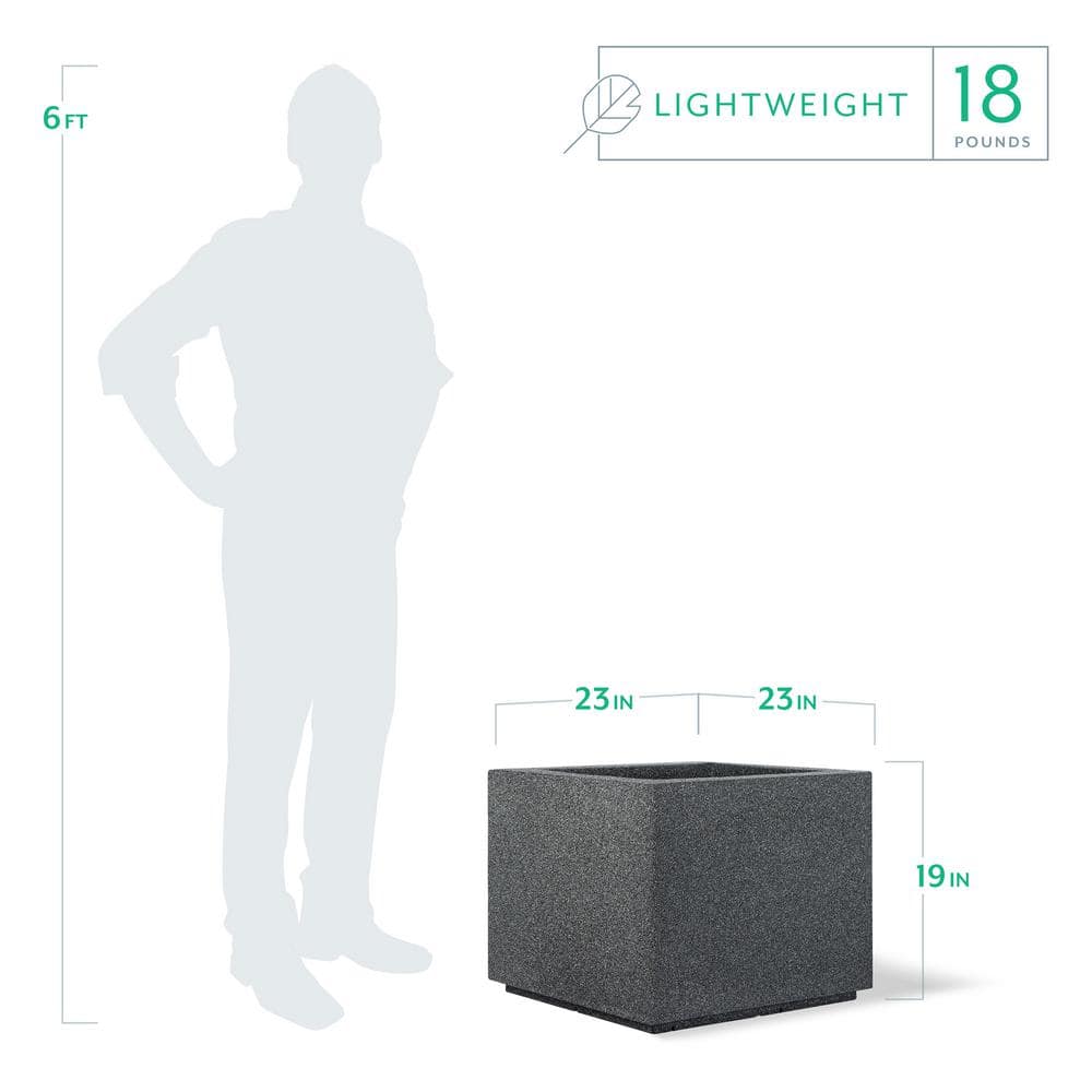 Gray Granite Square Polymer Outdoor Planter Box
