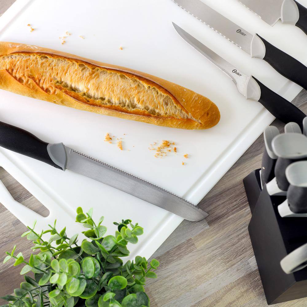 Oster Lindbergh 22 Piece Stainless Steel Cutlery Set with Storage Block in Black