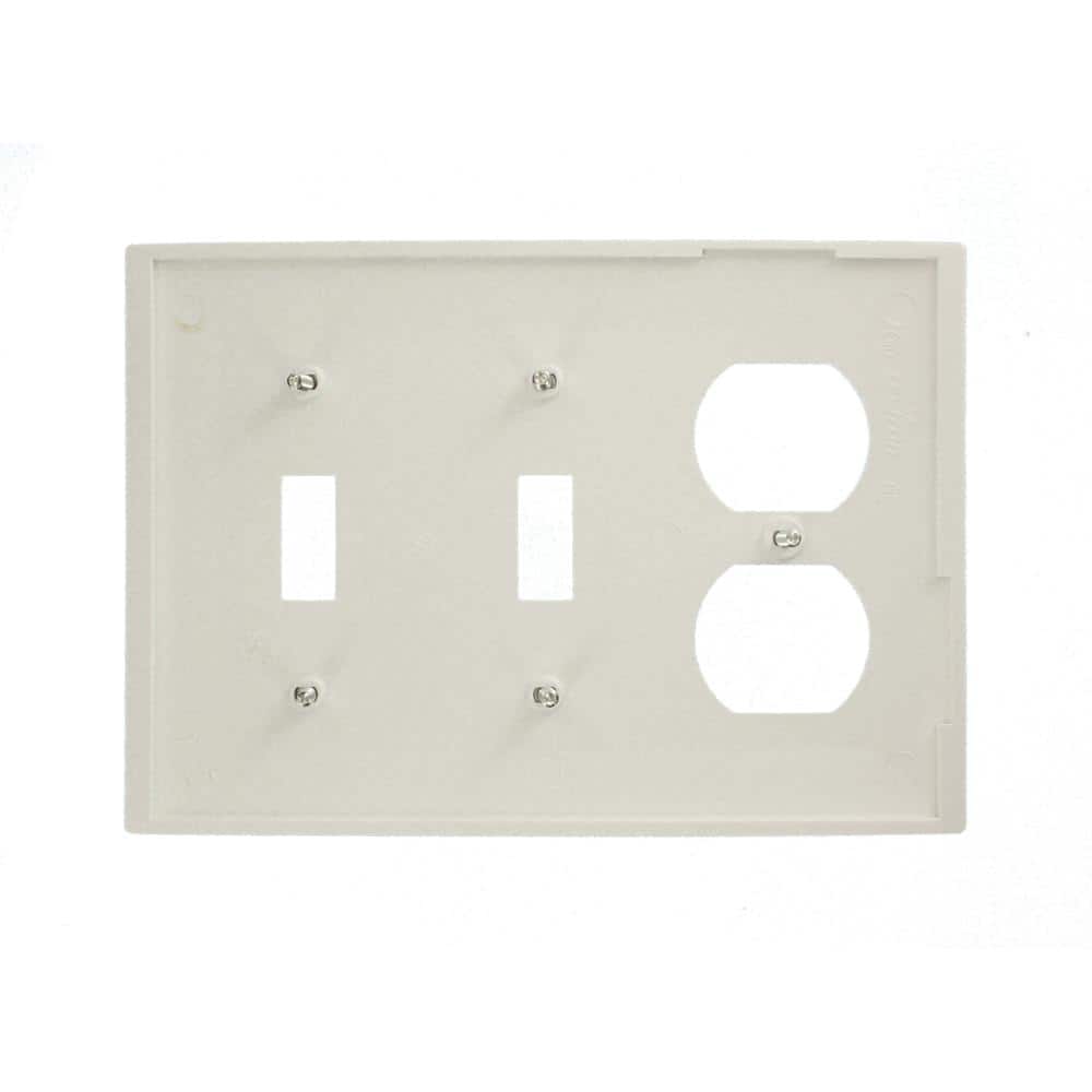 White Thermoplastic Nylon 3-Gang Wallplate with 2 Toggles and 1 Duplex