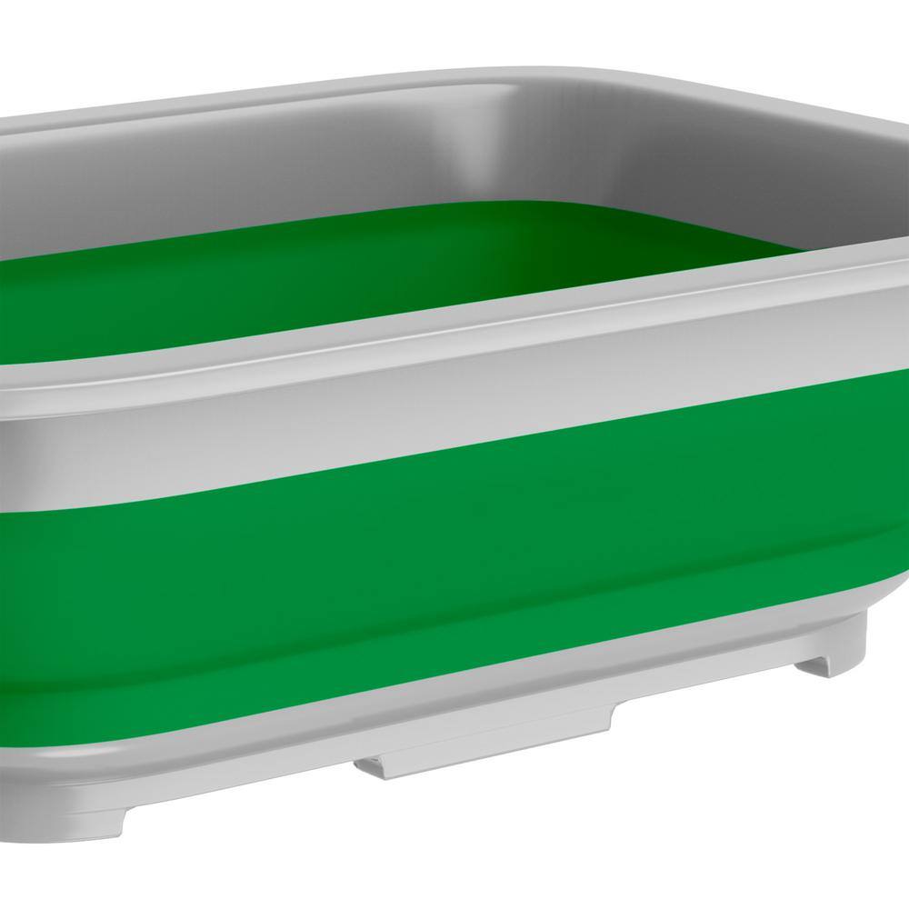 Set of 2 Green and Gray Collapsible Plastic Wash Bins