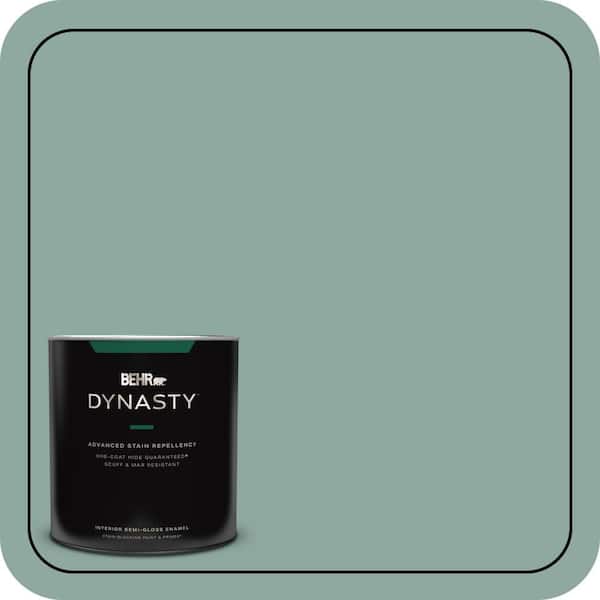 BEHR DYNASTY 1 qt. #S430-4 Green Meets Blue One-Coat Hide Semi-Gloss Enamel Interior Stain-Blocking Paint and Primer