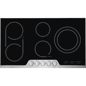Professional 36 in. 5 Element Radiant Electric Cooktop in Stainless Steel with Bridge and Dual Ring Element