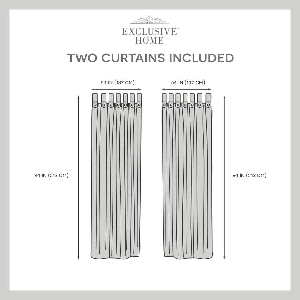 Black Pearl Linen Tuxedo Tab Top Curtain Panels, 54"x84"