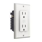 15 Amp 125-V 2-Outlet Tamper Resistant In-Wall Smart Wi-Fi Receptacle Works with Alexa, Google Assistant, White (1-Pack)
