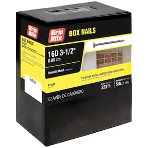#10 x 3-1/2 in. 16-Penny Bright Steel Smooth Shank Box Nails (5 lb.-Pack)