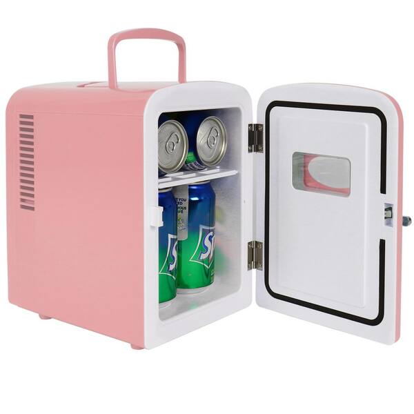 Mini Fridge Portable 12V 4 Liters Mini Refrigerator Cooler and Warmer Pink 