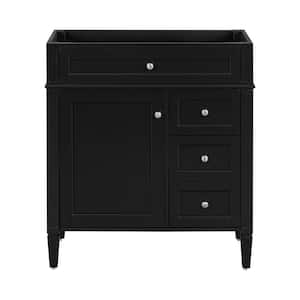 29.3 in. W x 18 in. D x 33 in. H Bath Vanity Cabinet without Top in Black with 2 Drawers and a Tip-out Drawer