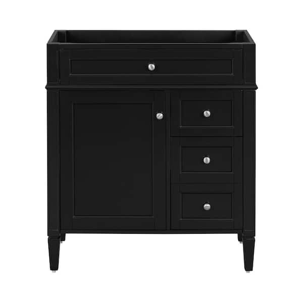 29.3 in. W x 18 in. D x 33 in. H Bath Vanity Cabinet without Top in Black with 2 Drawers and a Tip-out Drawer