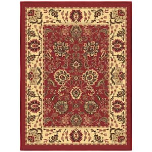 Ottohome Collection Non-Slip Rubberback Oriental Design 2x3 Indoor Entryway Mat, 2 ft. 3 in. x 3 ft., Dark Red