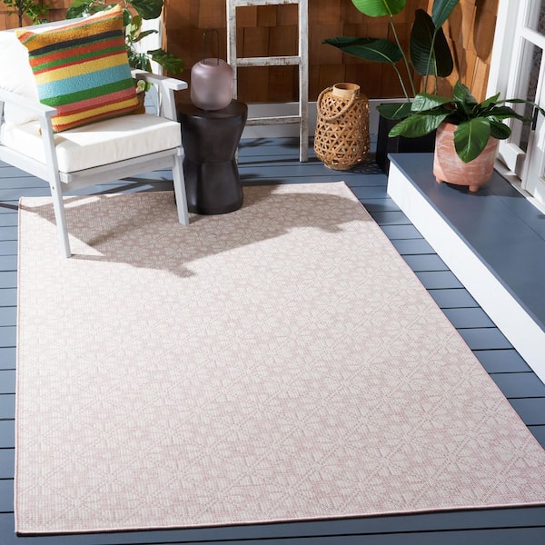 Martha Stewart 5 ft. x 8 ft. Pink/Ivory Monochrome Floral Area Rug