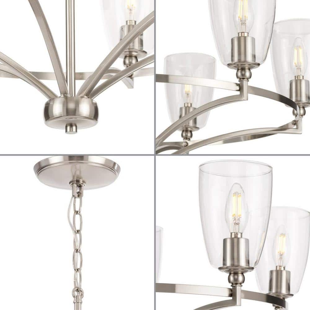 Parkhurst Brushed Nickel 6-Light Chandelier with Glass Shades