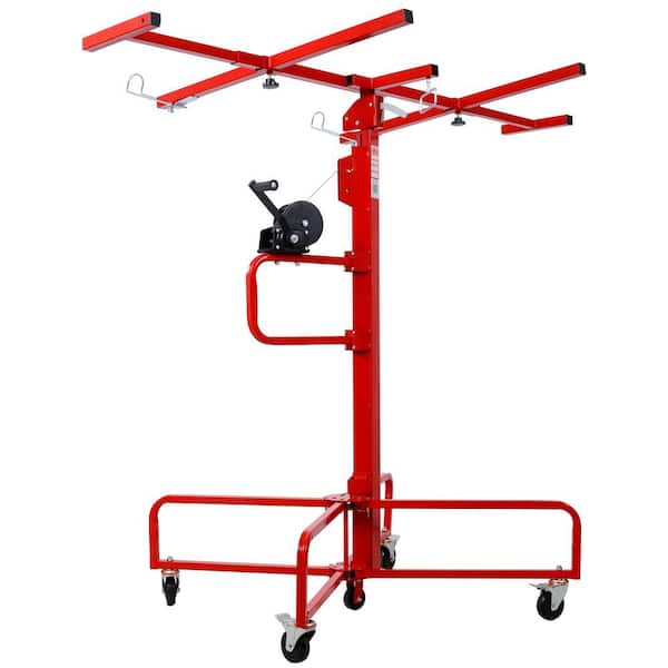 Amucolo 13 ft. Red Heavy Duty Rolling Caster Drywall Lift Drywall Panel Hoist Jack, 4 ft. x 16 ft. Max. Sheet, 150 lb. Capacity