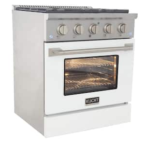 30 in. 4.2 cu. ft. Dual Fuel Range with Gas Stove and Electric Oven with Convection Oven in White