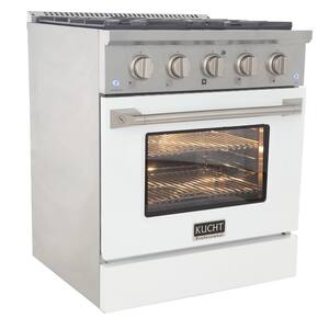 Pro-Style 30 in. 4.2 cu. ft. Propane Gas Range with Sealed Burners and Convection Oven in White Oven Door