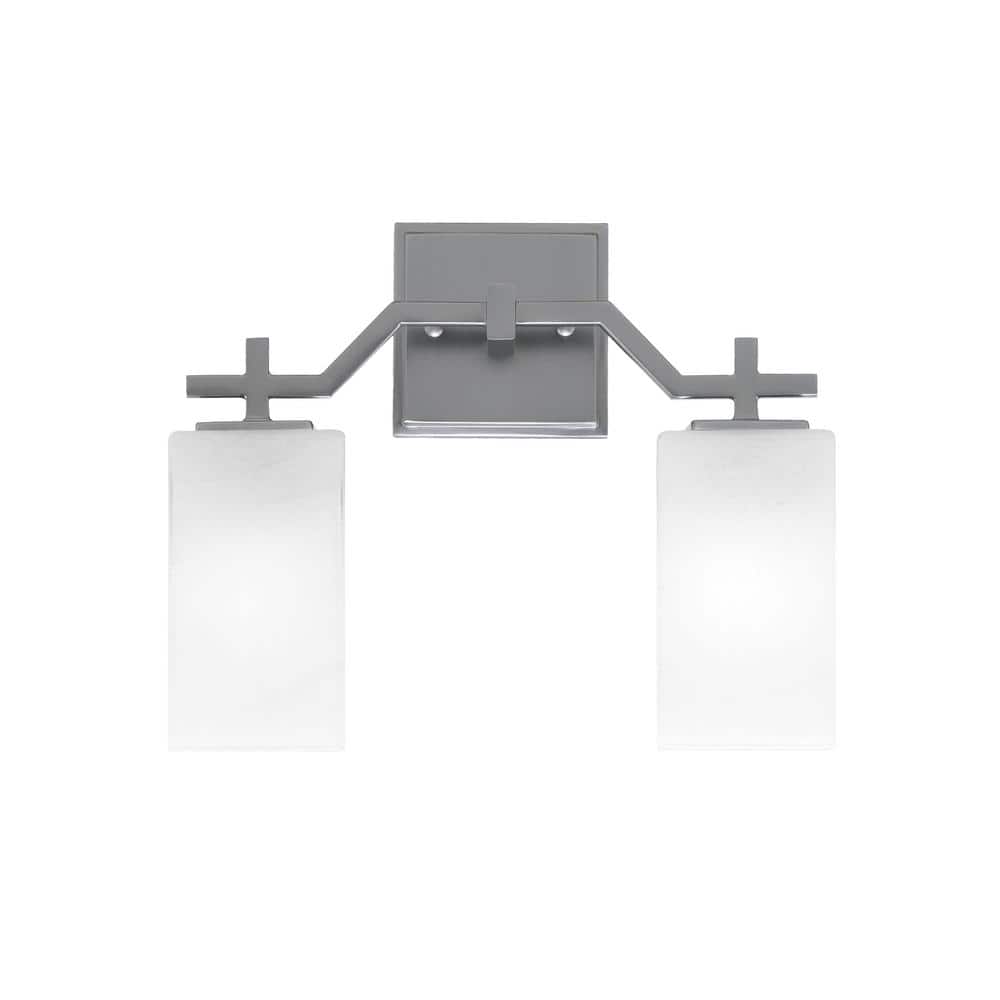 Bridgewater 13.5 in. 2-Light Vanity Light Graphite with 3.5 in. Square Whit