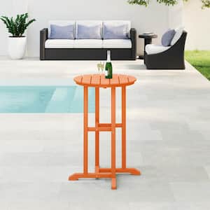 Laguna 24 in. Round Outdoor Dinining HDPE Plastic Counter Height Bistro Table in Orange