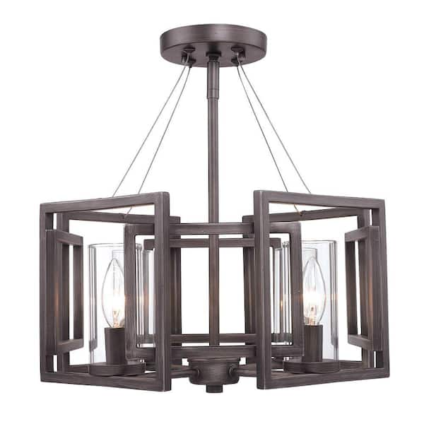 Golden Lighting Marco Collection 4-Light Gunmetal Bronze Incandescent Semi-Flush Mount/Pendant Convertible