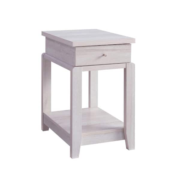 Benjara 20 in. White Square Wood End Table with Storage Shelf