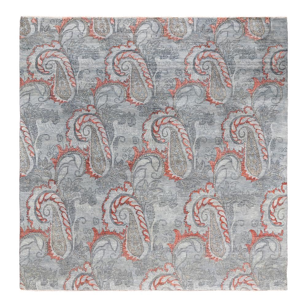 Ikat Gray 8 X 10 Hand-Knotted Wool Silk Indoor Area Rug price history on PriceWatchPro